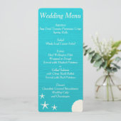 ビーチでの結婚式の貝殻 メニュー カスタム 招待状 (スタンド正面)