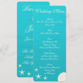 ビーチでの結婚式の貝殻 メニュー カスタム 招待状 (正面/裏面)