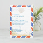 ビーチでの結婚式 エアメール 招待状 (スタンド正面)