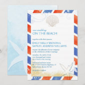 ビーチでの結婚式 エアメール 招待状 (正面/裏面)