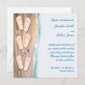 ビーチでの結婚式　 フリップフロップの招待状 招待状 (正面/裏面)