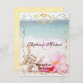 ビーチでの結婚式 リング 受付カード エンクロージャーカード (正面/裏面)