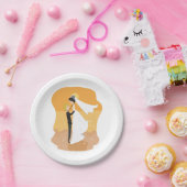 ビーチでの花嫁と新郎の紙皿 ペーパープレート (パーティー)