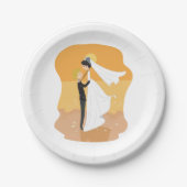 ビーチでの花嫁と新郎の紙皿 ペーパープレート (正面)