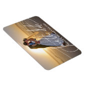 ビーチでの花嫁と花婿、結婚式の日程を保存、カスタム マグネット (右側)