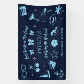 ビーチでの花嫁の最後の夜の会へようこそドゥードル 横断幕 (縦)