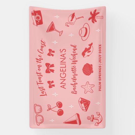 ビーチでの花嫁の最後の夜の海岸の落書き 横断幕 (縦)