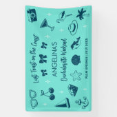 ビーチでの花嫁の最後の夜の海岸ドゥードルアート 横断幕 (縦)