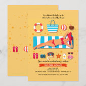 ビーチでの花嫁の最後の旅パーティー 招待状 (正面/裏面)