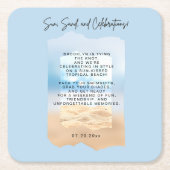 ビーチでの花嫁の最後の独身パーティーのお祝い スクエアペーパーコースター (正面)