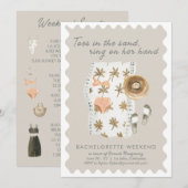 ビーチでの花嫁の最後の独身パーティーのタイムライン招待状 招待状 (正面/裏面)