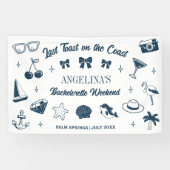 ビーチでの花嫁の最後の独身パーティーの乾杯の落書きアート 横断幕 (横)