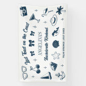 ビーチでの花嫁の最後の独身パーティーの乾杯の落書きアート 横断幕 (縦)