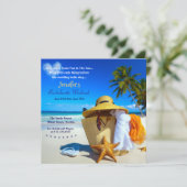 ビーチでの花嫁の最後の週末パーティー招待状 招待状 (スタンド正面)