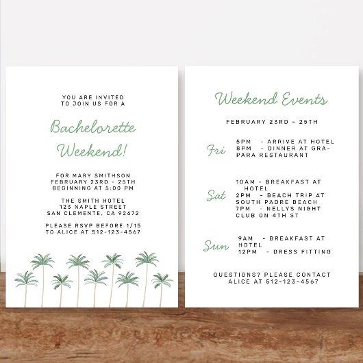 ビーチでの花嫁の最後の週末パーティー招待状 招待状
