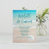 ビーチでの誓い 現代 カジュアル サンゴ 招待状 (スタンド正面)