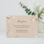 ビーチでの貝殻とヒトデの結婚式挿入カード エンクロージャーカード (スタンド正面)