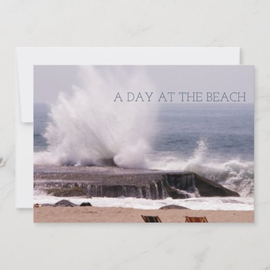 ビーチでの1日 レトロな海の波しぶき セーブザデート (正面)