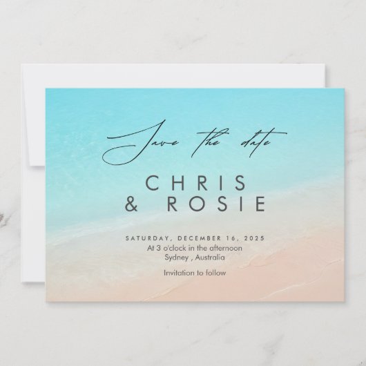 ビーチでは、湖航海のの結婚式の日付を保存 セーブザデート (正面)