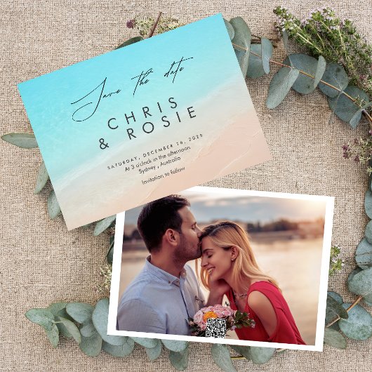 ビーチでは、湖航海のの結婚式の日付を保存 セーブザデート