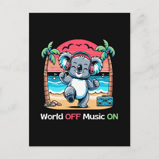 ビーチでまったりするコアラ ポストカード (正面)