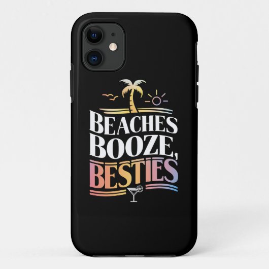 ビーチでアルコールと友達とココナッツの木 サマー Case-Mate iPhoneケース (裏面)