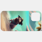 ビーチでアートを楽しむパグ Case-Mate iPhoneケース (裏面 (横))