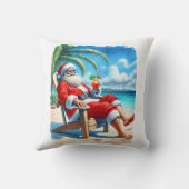 ビーチでカクテルを楽しむスノーバードサンタ クッション (裏面)