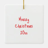 ビーチでカクテルを楽しむスノーバードサンタ セラミックオーナメント (裏面)