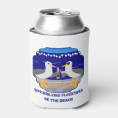 ビーチでカモメのフロックテイル 缶クーラー (缶正面)