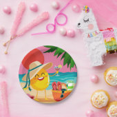 "ビーチでクレイジー』丸型ペーパープレート ペーパープレート (パーティー)