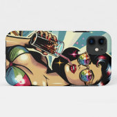 ビーチでコーラを持つ美しいピンナップガール Case-Mate iPhoneケース (裏面(横))