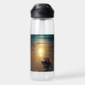 ビーチでサンセットとシェル ウォーターボトル (背面)