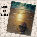 ビーチでサンセットとシェル ジグソーパズル<br><div class="desc">ビーチat Sunset with Shells – 私の店の他の製品でこのデザインを参照</div>