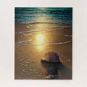 ビーチでサンセットとシェル ジグソーパズル (縦)