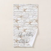 ビーチでパーソナライズされたはヒトデのビーチ バスタオルセット (ハンドタオル)