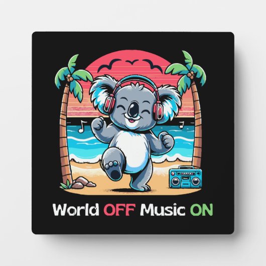 ビーチでビビっているコアラ フォトプラーク (正面)