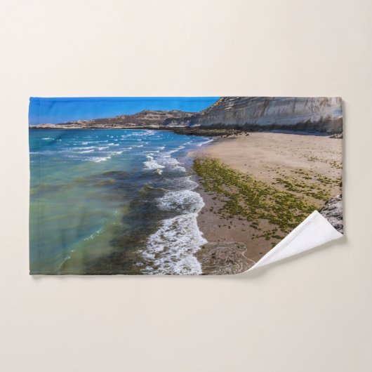 ビーチでプエルトピラミデス，アルゼンチン バスタオルセット (ハンドタオル)