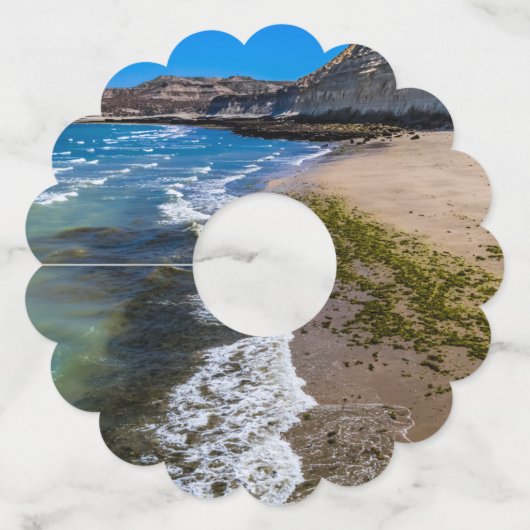 ビーチでプエルトピラミデス，アルゼンチン ワイングラスタグ (裏面)