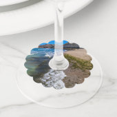 ビーチでプエルトピラミデス，アルゼンチン ワイングラスタグ (クローズアップ)