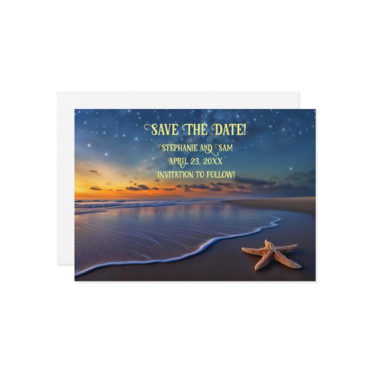 ビーチでロマンティックな約束を保存 招待状 (正面/裏面インサイチュ)