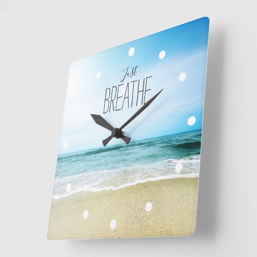 ビーチで呼吸 スクエア壁時計 (傾斜)