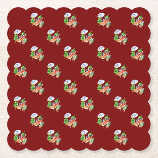 ビーチで子供のクリスマス ペーパーコースター (正面)