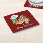 ビーチで子供のクリスマス ペーパーコースター (アングル)