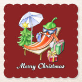 ビーチで子供のクリスマス ペーパーコースター (正面)