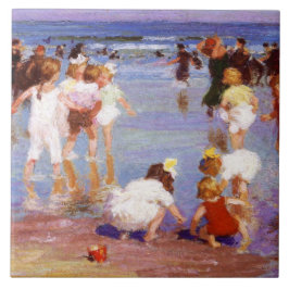 ビーチで幸せな日(by E.H. Potthast) タイル