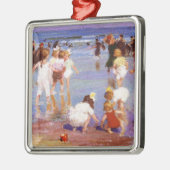 ビーチで幸せな日(by E.H. Potthast) メタルオーナメント (左)