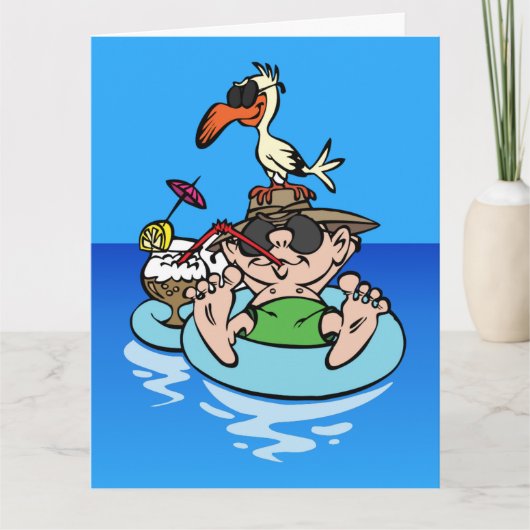 ビーチで日光浴をする退職を楽しむこと カード (正面)