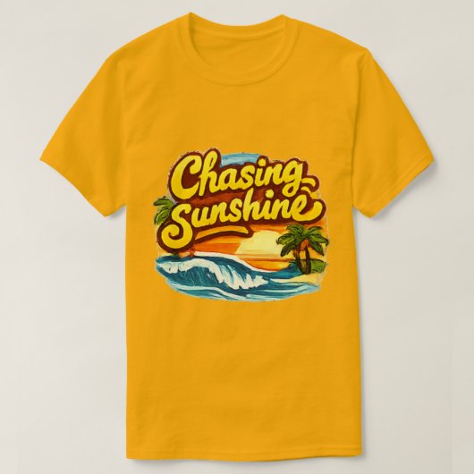 ビーチで日差しを追いかけるTシャツ Tシャツ (デザイン正面)