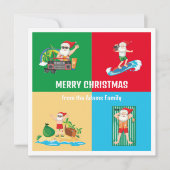ビーチで楽しむサンタのホリデーカード シーズンカード (正面)